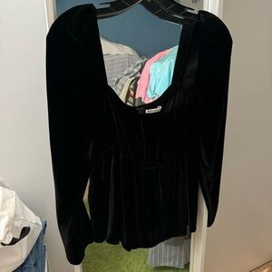 Reformation Black Velvet Blouse